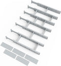 Gray Bamboo Drawer Dividers 7-Pack (17ft-22ft) - Adjustable Fit