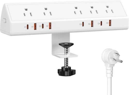 Desk Clamp Power Strip with Fast Charging and Surge Protection