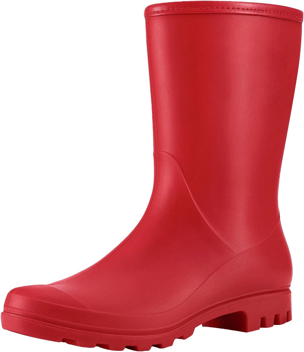 Waterproof Mid Calf Rain Boots for Women - Slip On Rubber Design