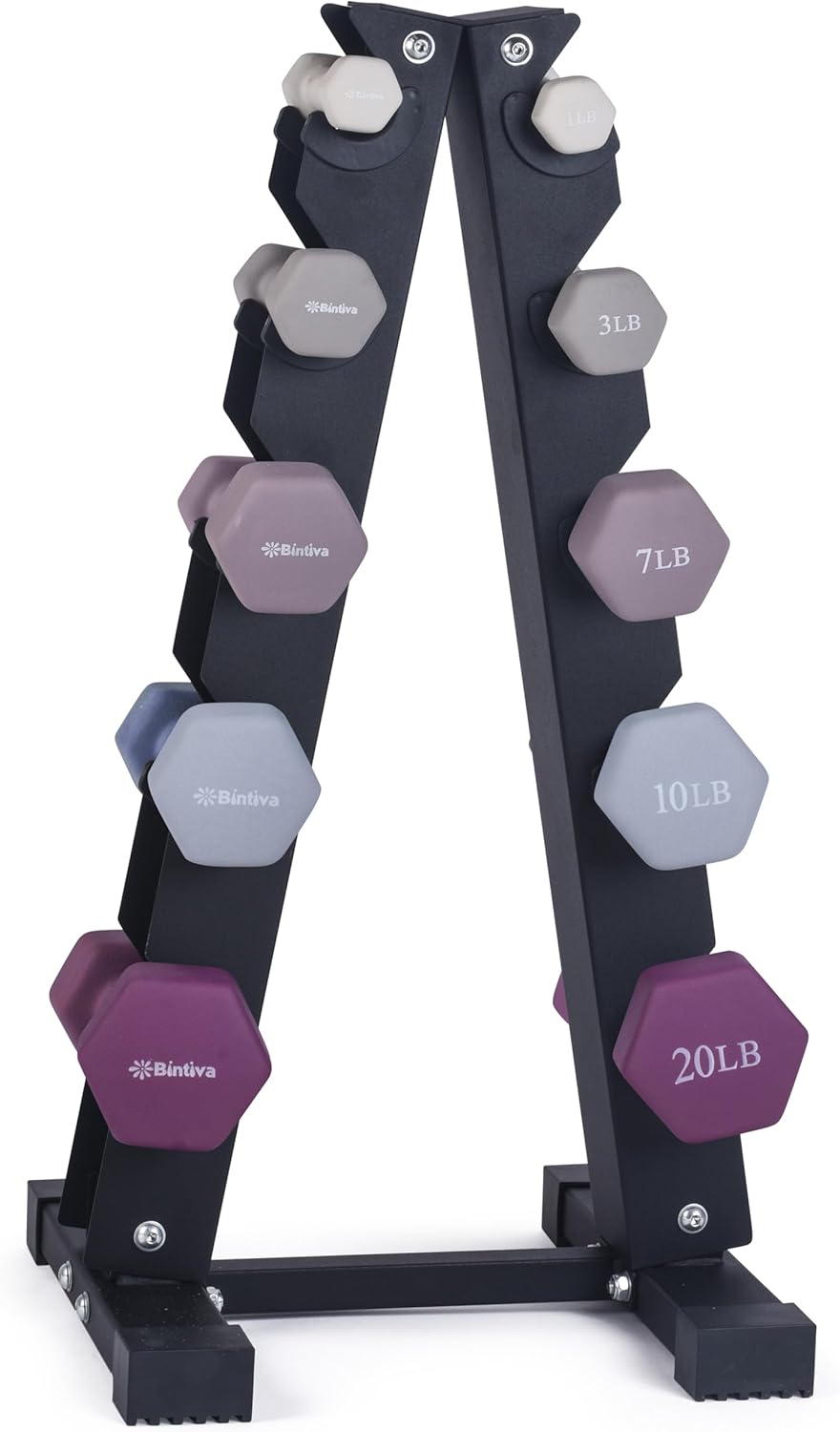 Dumbbell Set with Rack - Neoprene Coated Weights for Home Gym