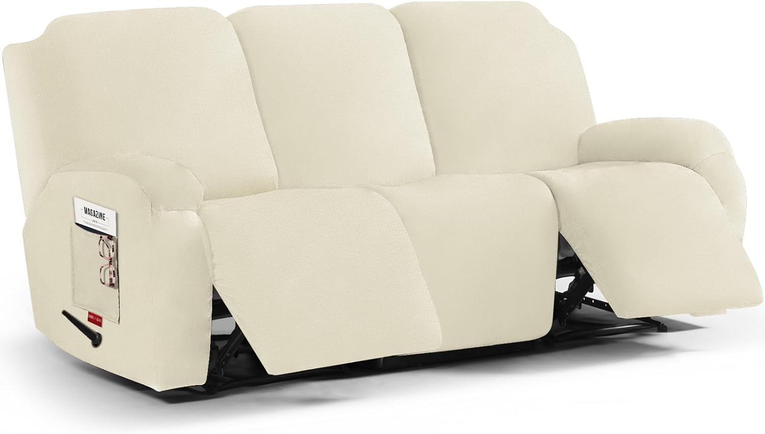 Stretch Recliner Sofa Cover for 3 Seater - Light Yellow Comfort