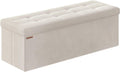 Storage Ottoman Bench 15 x 43 x 15 in - Tufted Velvet Storage Seat