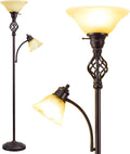 Torchiere Floor Lamp for Living Room with Glass Shade - Bright Corner