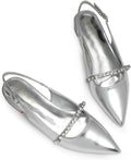 Pointed Toe Rhinestone Slingback Flats for Women - Dressy Comfort