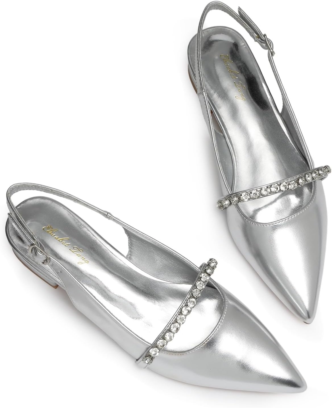 Elisabet Tang Women Slingback Flats with Rhinestone Detail