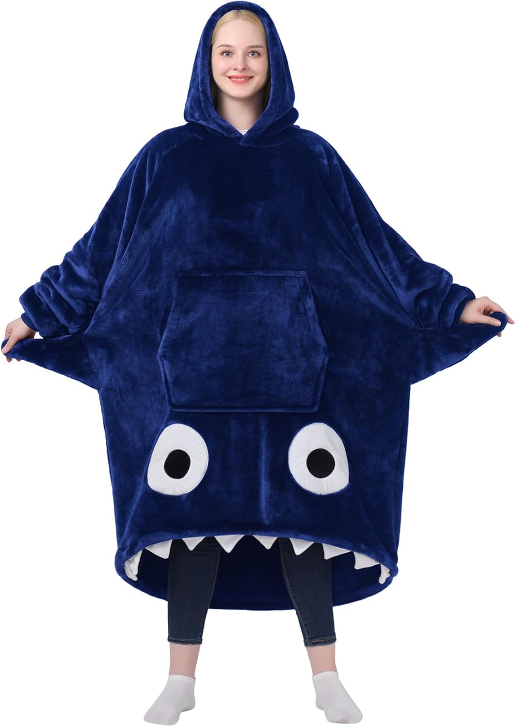 Shark Hoodie Blanket for Adults - Fun Wearable Blanket Gift