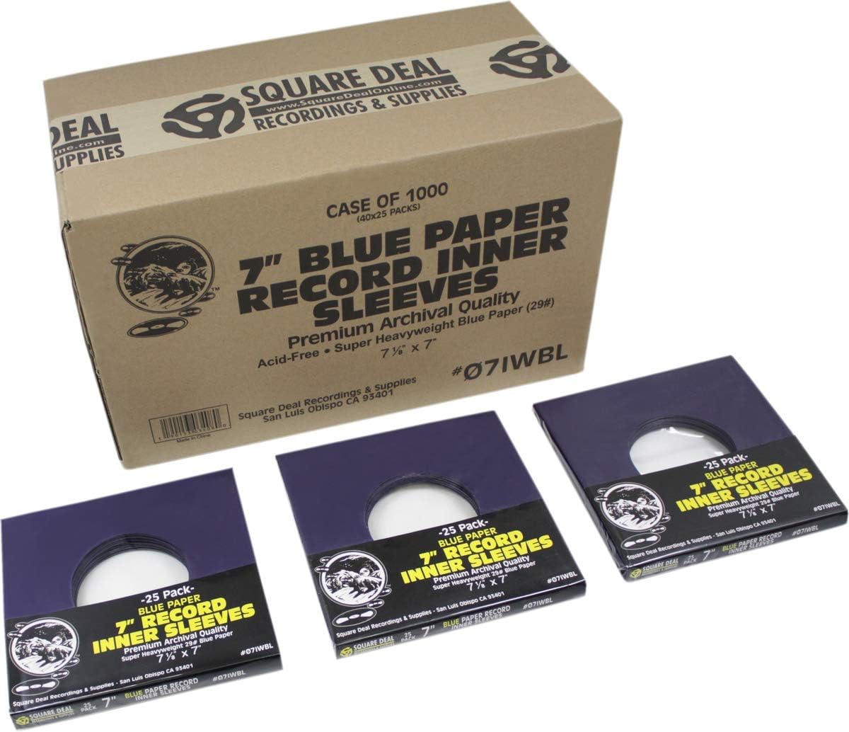 7in 45rpm Blue Vinyl Record Inner Sleeves - Archival Quality
