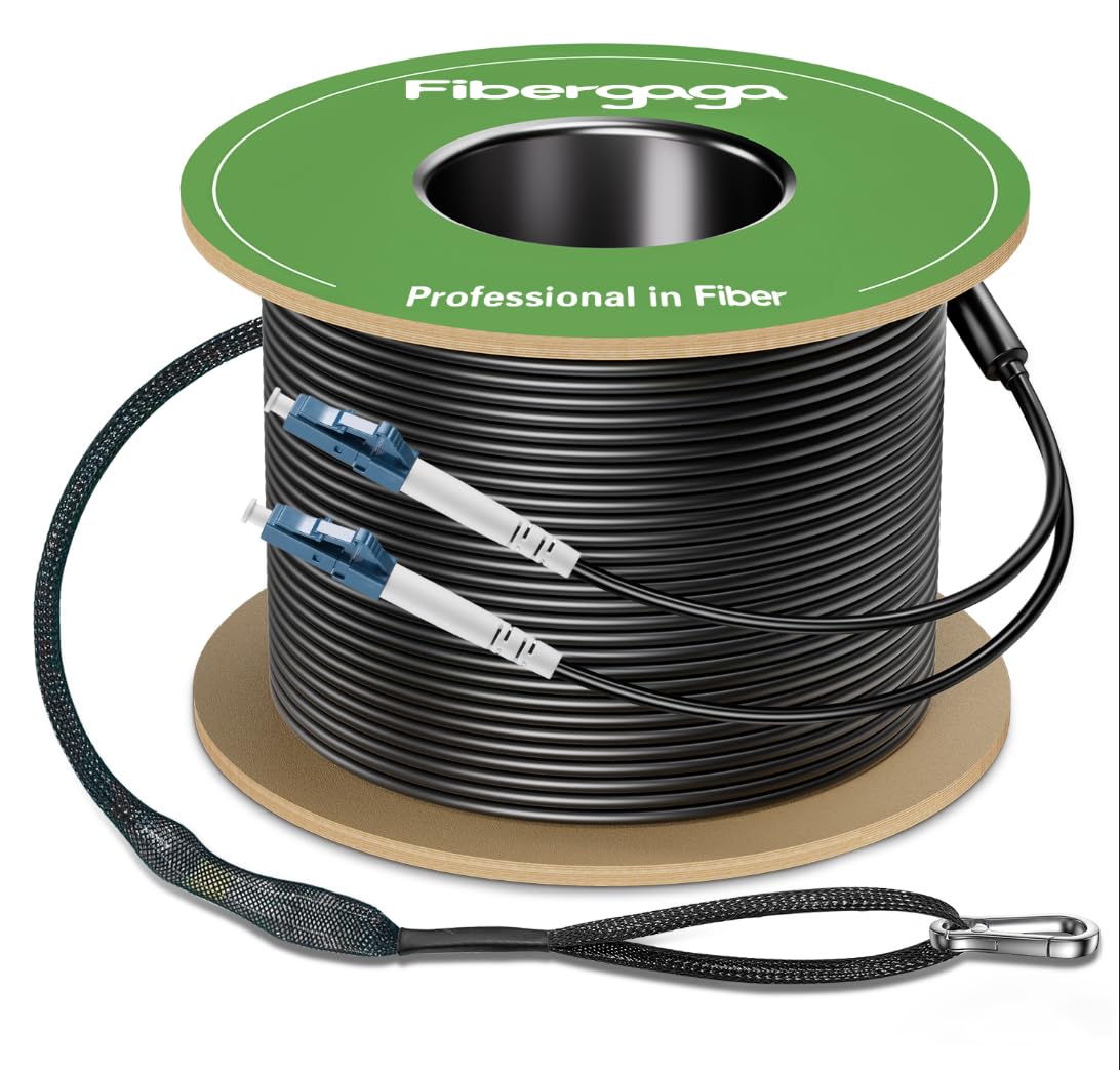 Fibergaga 50M Outdoor Armored OS2 LC to LC Fiber Patch Cable