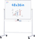 Rolling Whiteboard 48x36 Double-Sided on Wheels - Stain Resistant