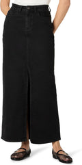 Rylie Maxi Denim Skirt with Front Slit - Flattering Everyday Midi