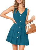 MITILLY Women's V Neck T-Shirt Dress with Pockets for Casual Style