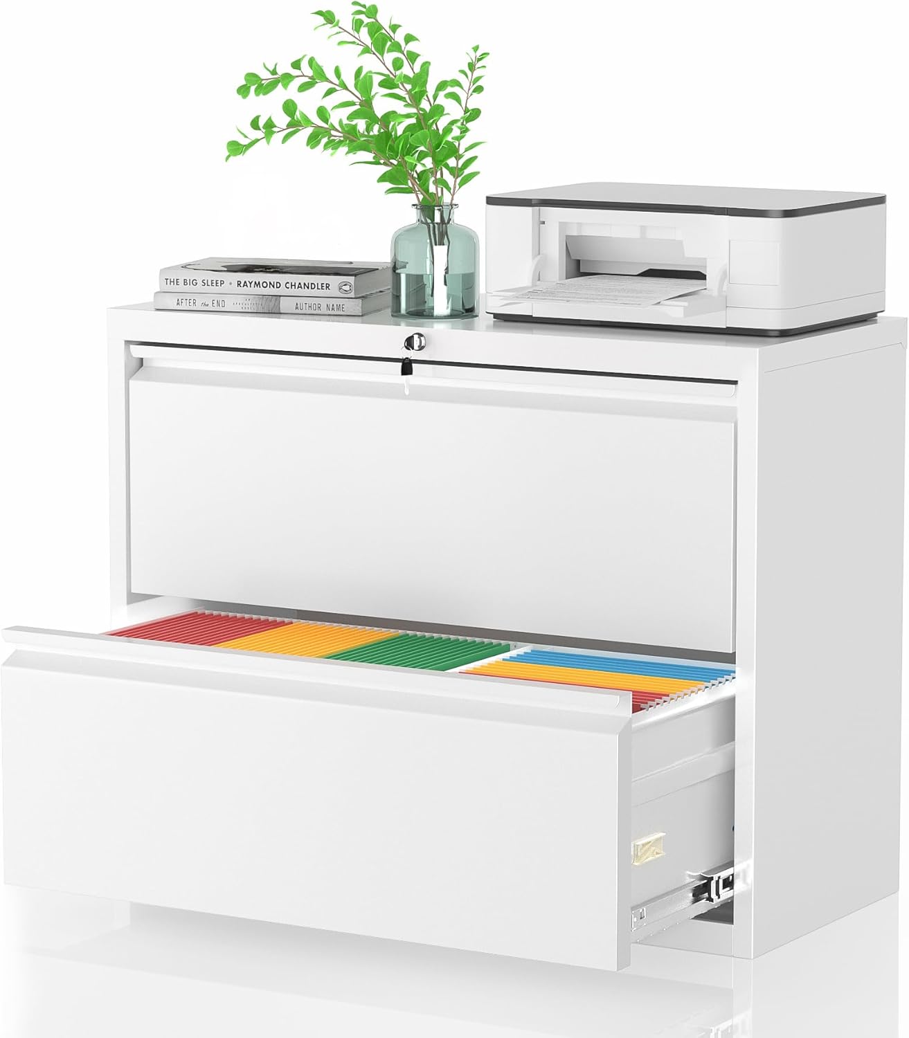 Pataku Lateral File Cabinet: Durable 2 Drawer Lockable Storage