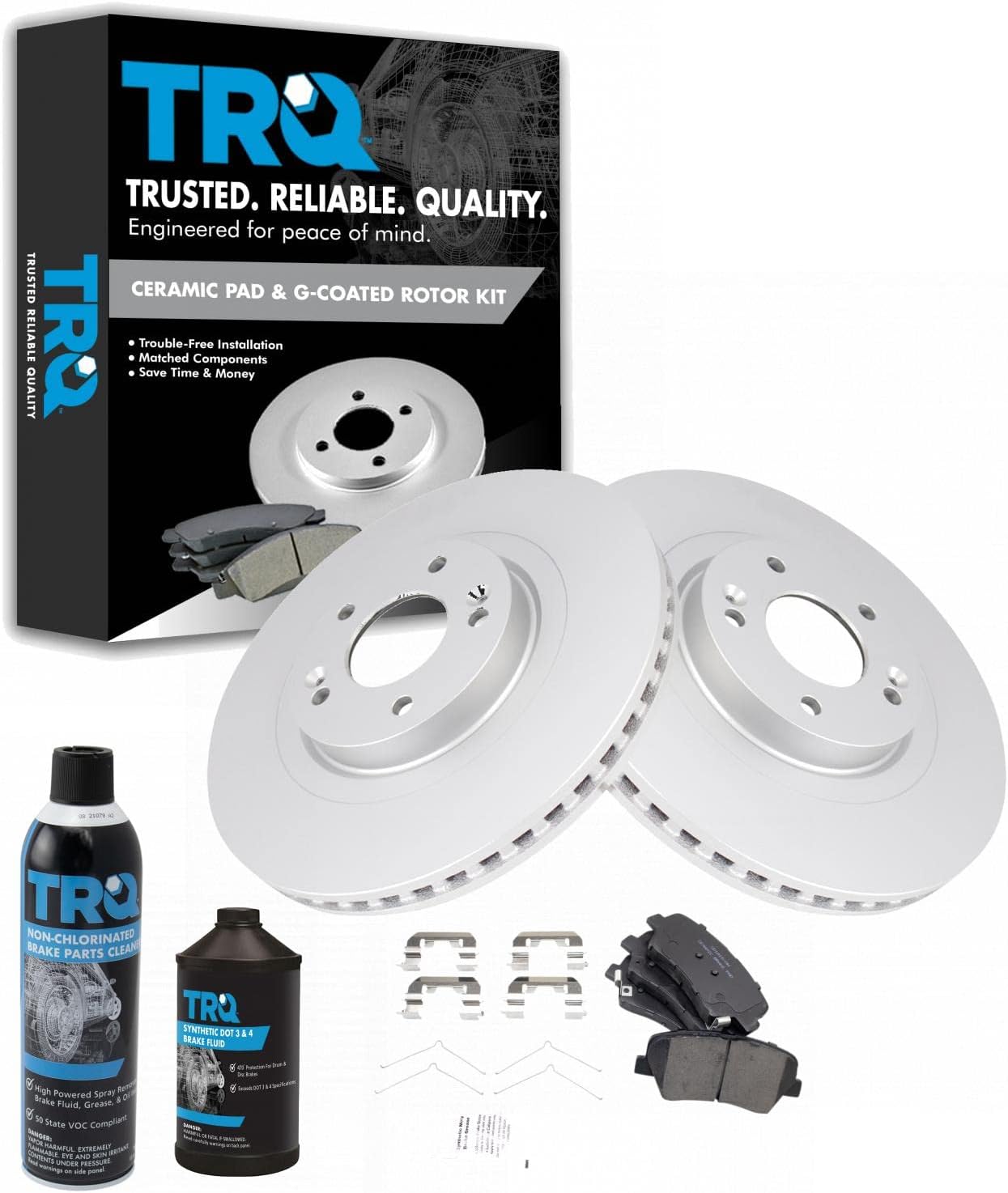 TRQ Front Brake Pad & Rotor Kit for Hyundai & Kia Vehicles