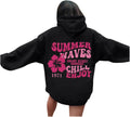 Pink Palm Puff Hoodie Oversized Y2k Hoodies for Teen Girls - Cute