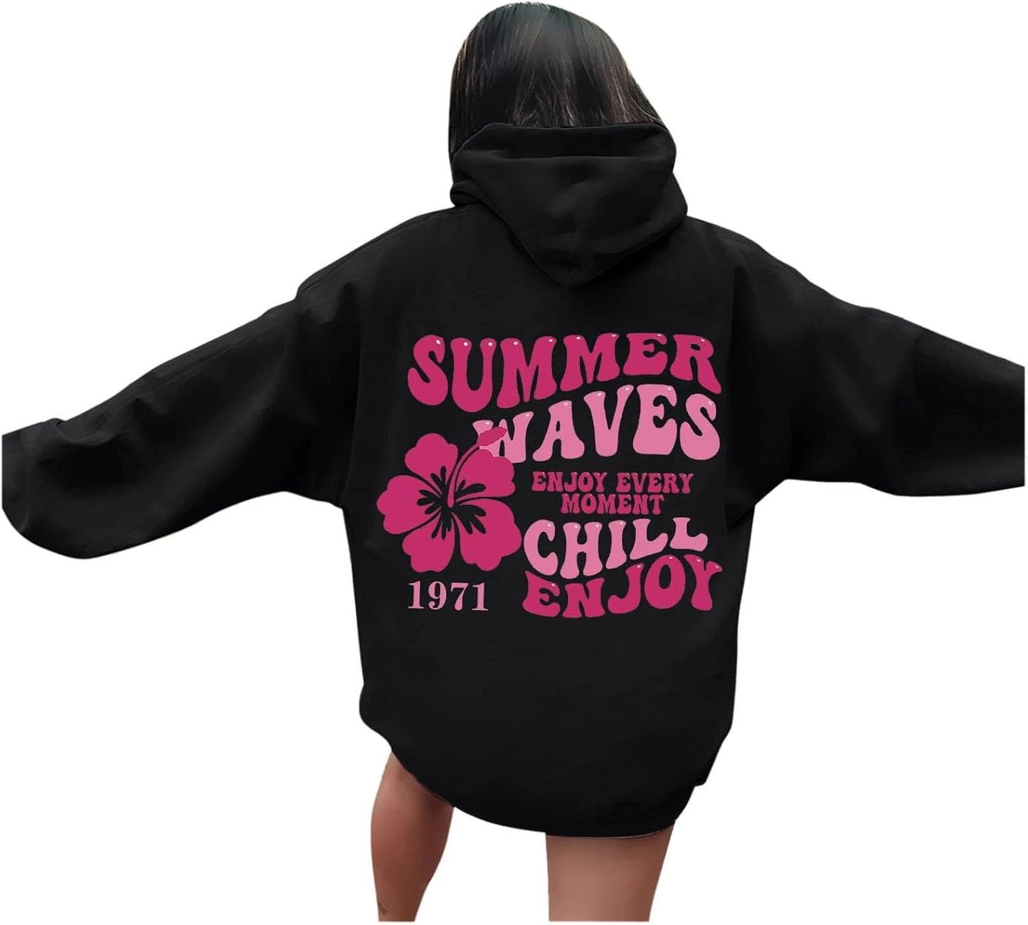 Cute Pink Palm Puff Hoodie - Teen Girl's Y2k Style