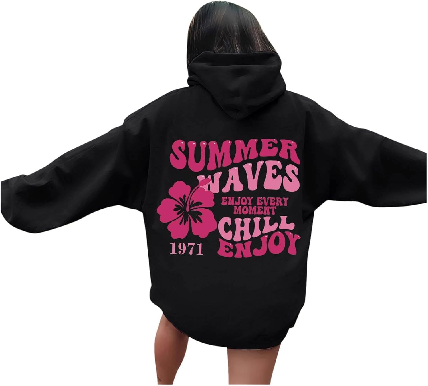 Cute Pink Palm Puff Hoodie - Teen Girl's Y2k Style