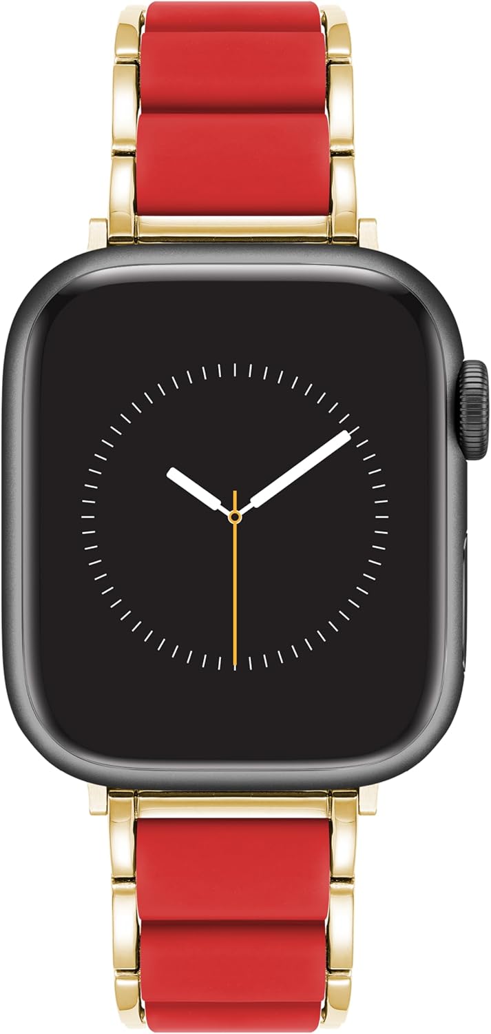 Stylish Adjustable Apple Watch Band with Red Silicone Links