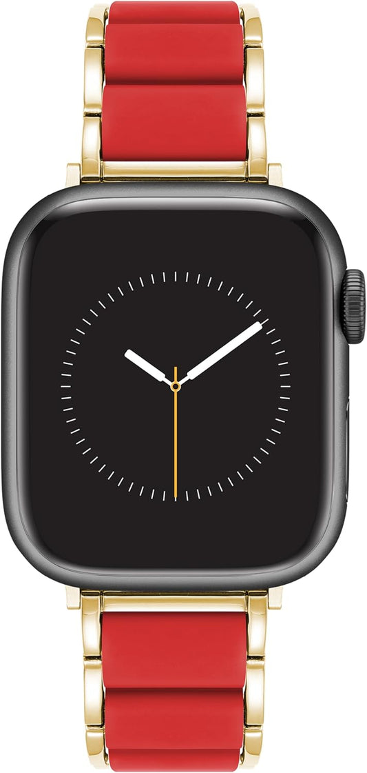 Stylish Adjustable Apple Watch Band with Red Silicone Links