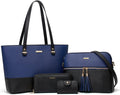 Women Synthetic Leather 4pc Handbag Tote Set - Tote, Crossbody