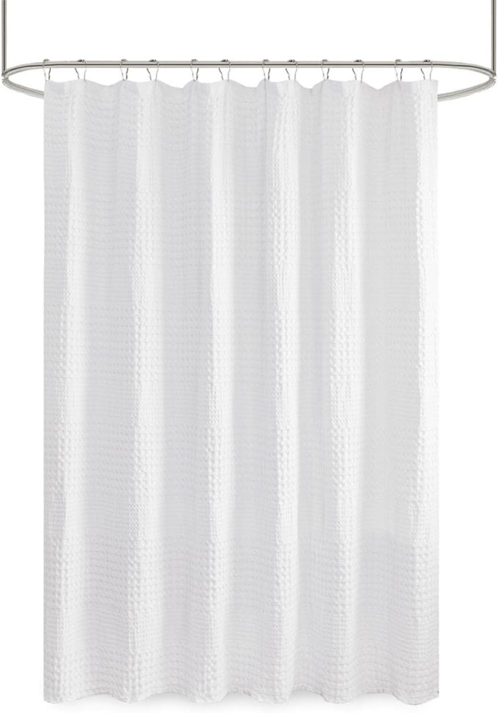 Hotel-Quality Waffle Weave Shower Curtain, Soft 100% Cotton, White