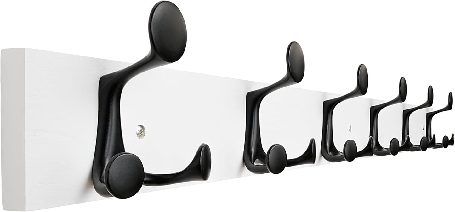 SKOLOO 39-Inch White Wood Coat Rack with 6 Triple Hooks