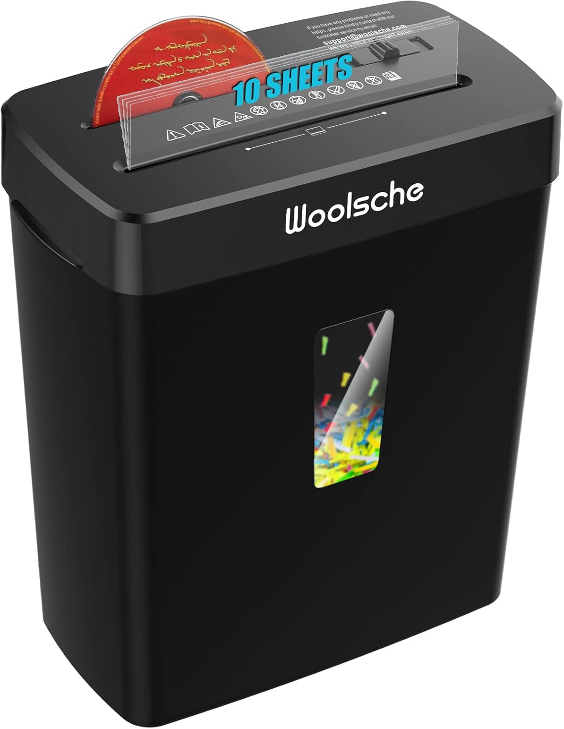 Woolsche Paper Shredder - 10-Sheet Cross Cut for Home Office