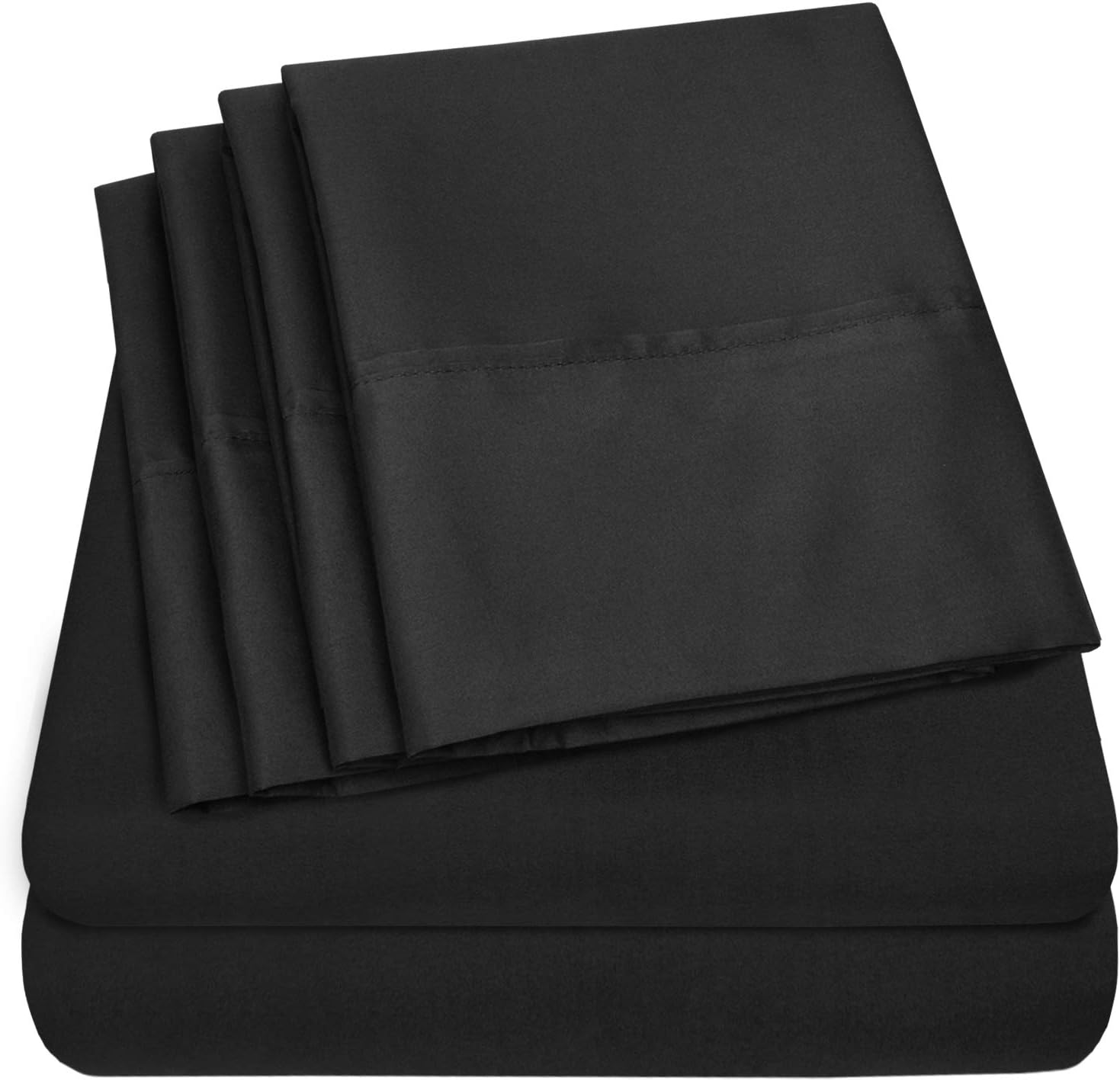 Queen Sheets Black - 6 Piece 1500 Supreme Deluxe Collection