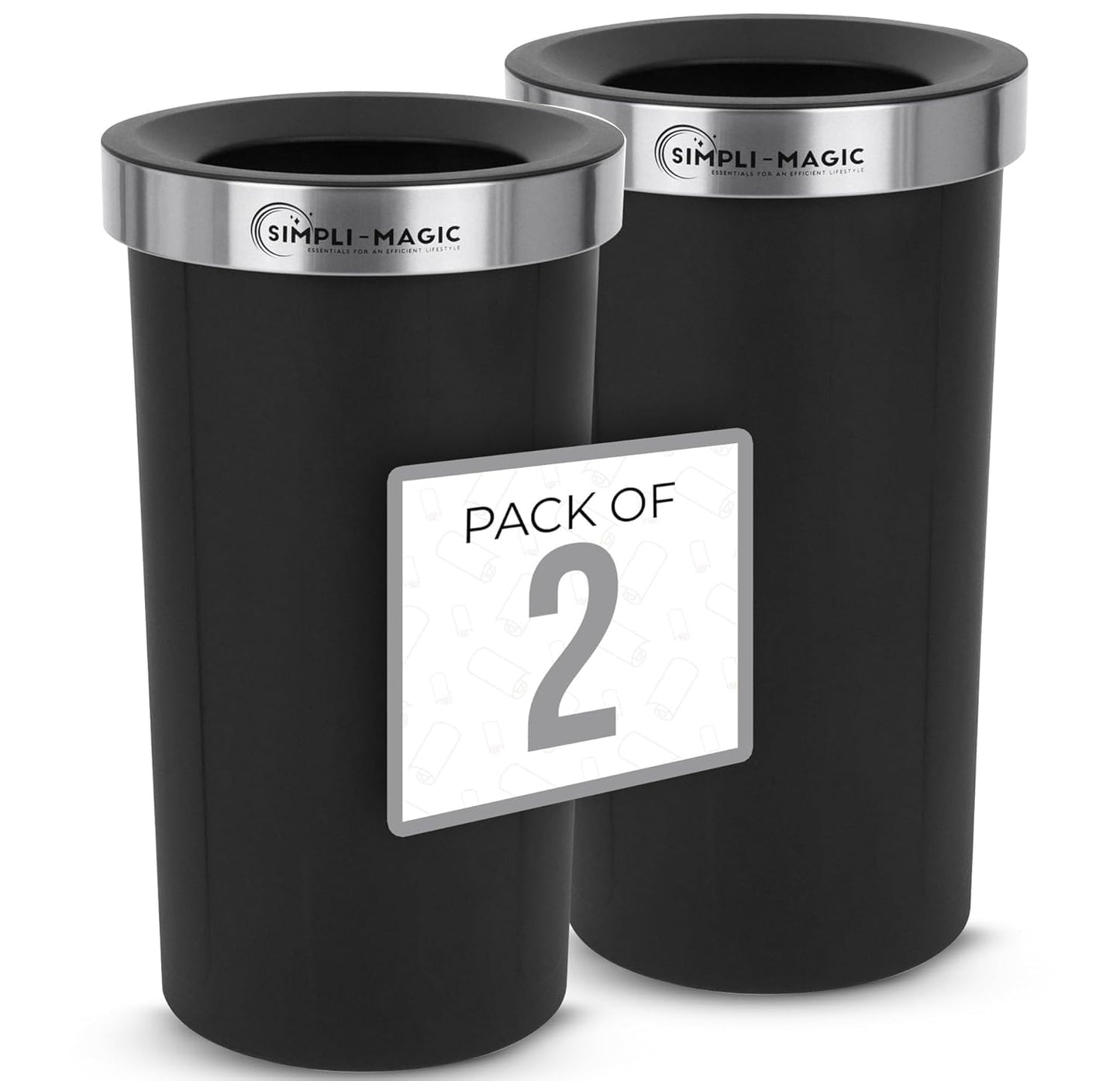 SIMPLI-MAGIC 16 Gallon Open Top Trash Can for Easy Disposal