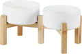 Ceramic Raised Double Bowls Set with Stand - Elevated Pet Feeding