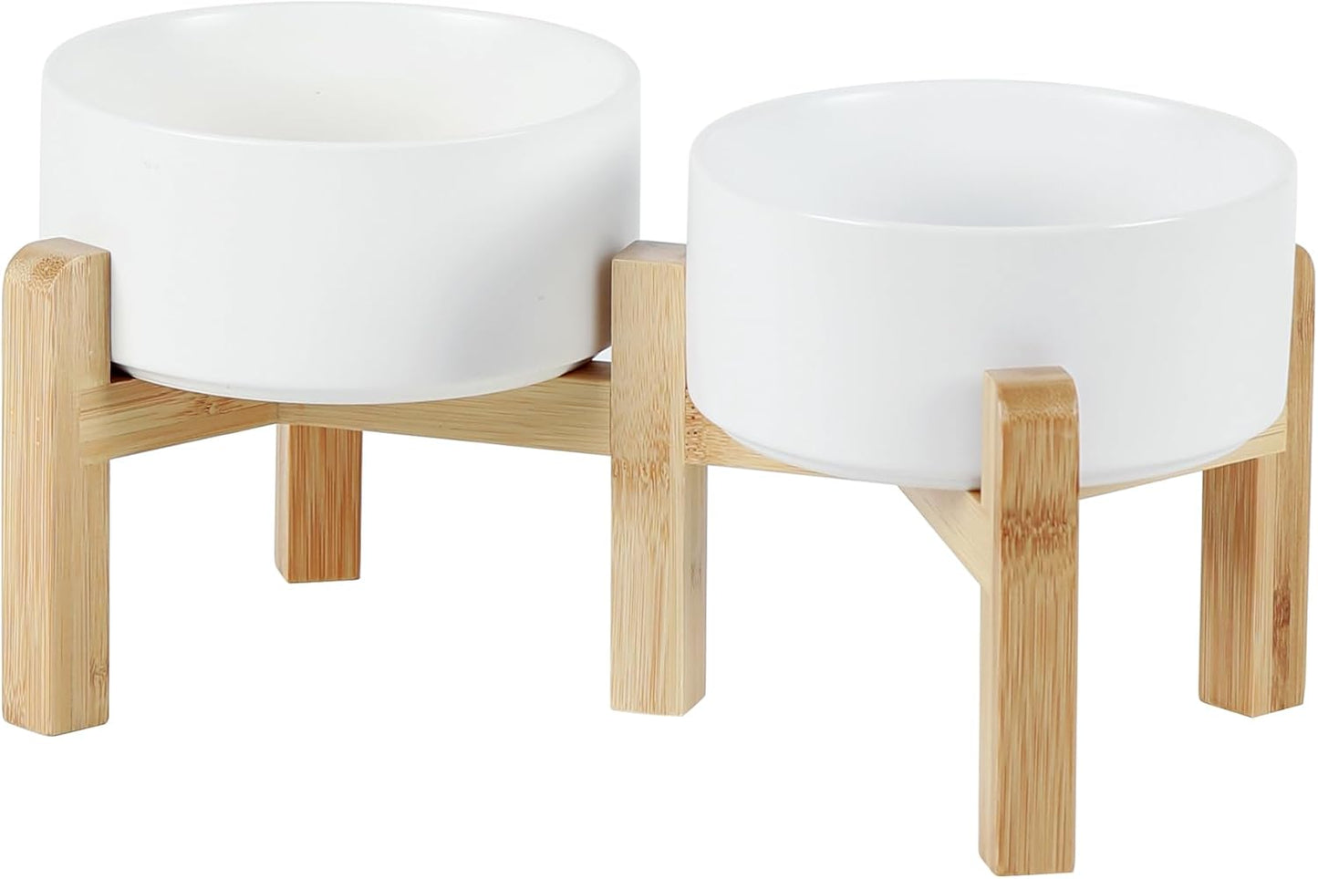 Ceramic Raised Double Bowls Set for Small Breed Dogs - Elevated Design