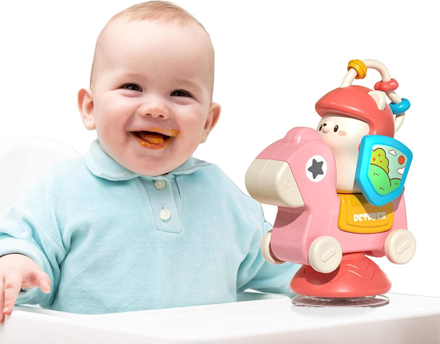 Spinning Baby Toy - Pink Suction Cup Highchair Fun!