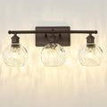 zeyu Farmhouse 3 Light Vanity Lighting - Hammered Globe Bathroom