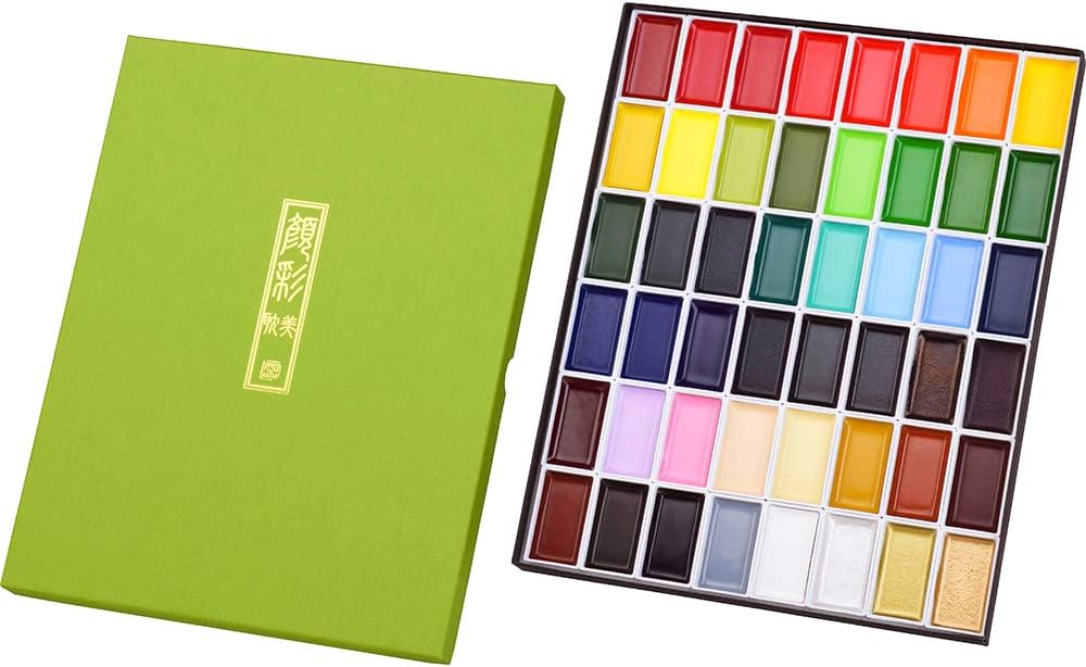 Kuretake GANSAI TAMBI Watercolor Paint Set with 48 Colors