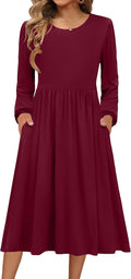 Long Sleeve A-Line Midi Dress for Women - Soft, Flowy Comfort