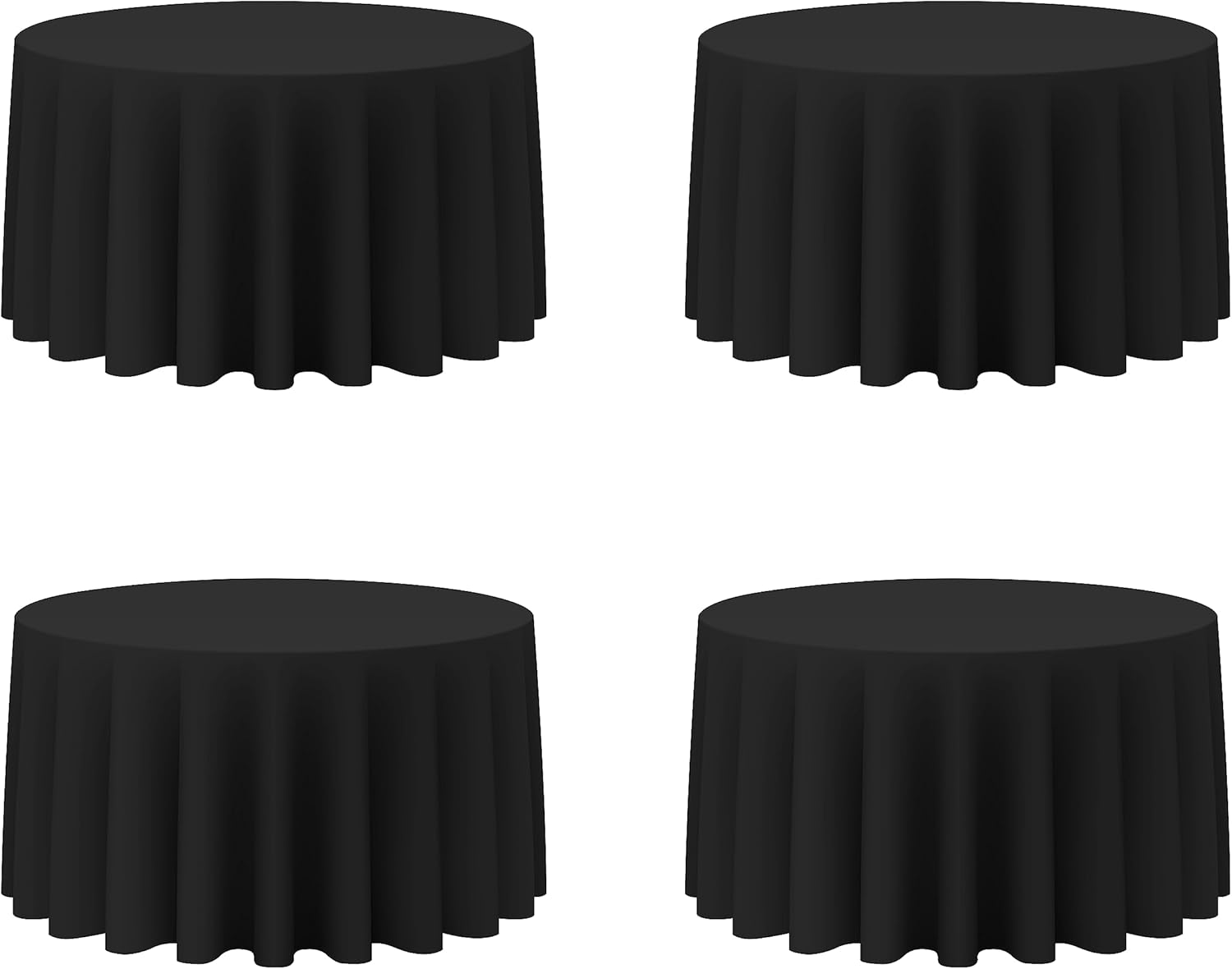 BRILLMAX 4 Pack Black Round Tablecloths for Elegant Events