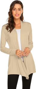 Womens Lightweight Long Sleeve Cardigan - Soft Draping Tunic