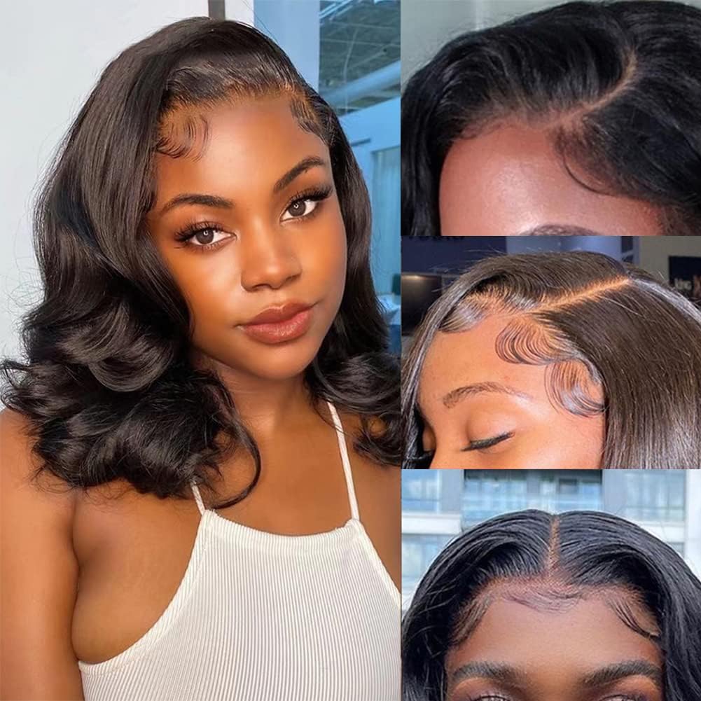 Bob Wig Human Hair 10 Inch Body Wave Lace Front Wigs for Women