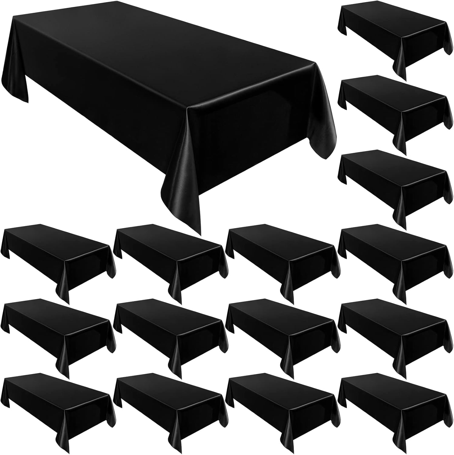 Moukeren 18 Pack Black Rectangle Tablecloths for Events and Decor