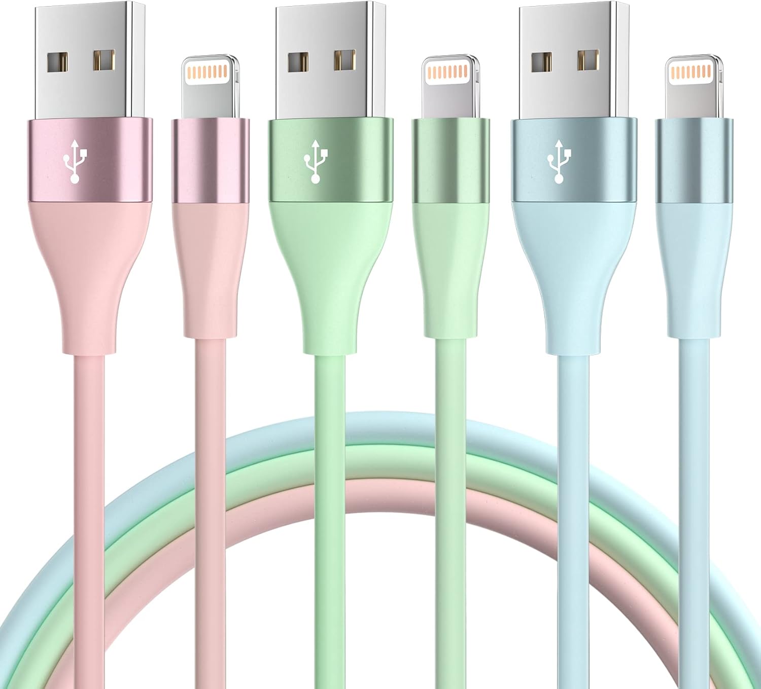 Fast Charge Trio: 3Pack 10FT iPhone Charger - MFi Certified