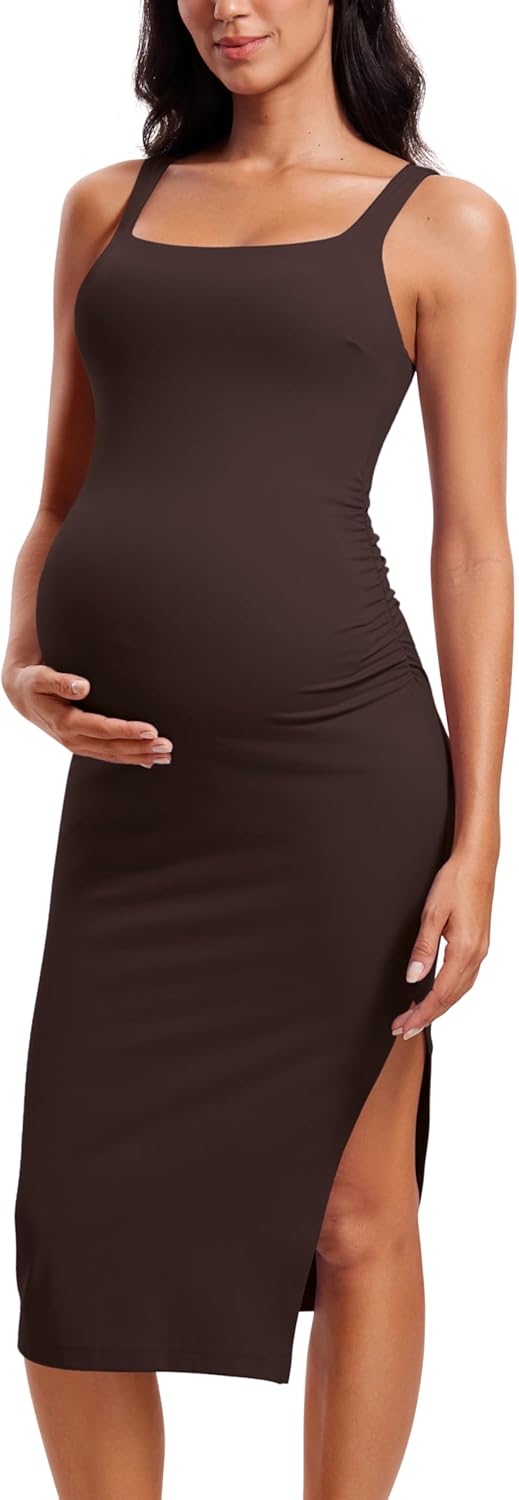 CRZ YOGA Women Butterluxe Sleeveless Maternity Dress for Comfort