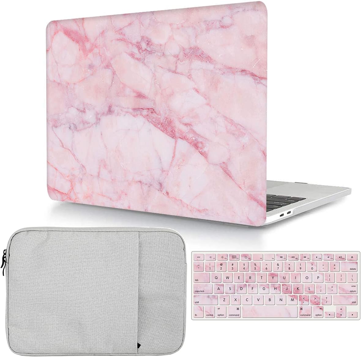 MacBook Pro 14 Inch Case with Sleeve & Keyboard Cover, Pink Marble