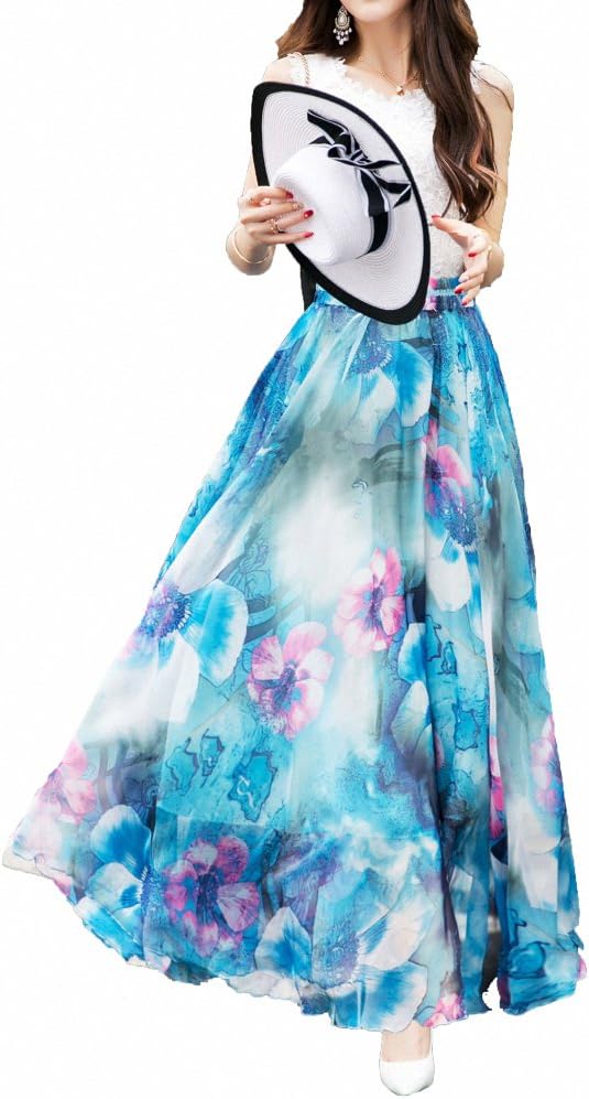 Afibi Women Full Length Maxi Chiffon Long Skirt for Beach Wear