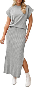 Pink Queen Women's 2 Piece Sweater Set - Bodycon Maxi Skirt