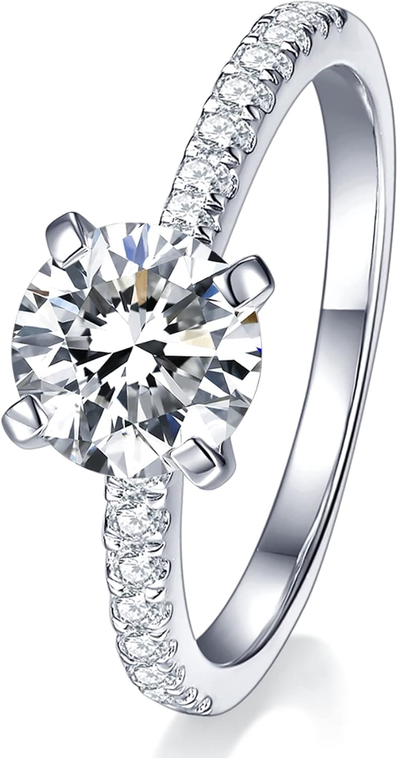 IMOLOVE Solitaire Moissanite Engagement Ring - 1CT D Color VVS1