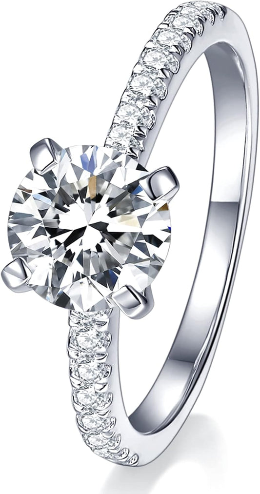 IMOLOVE Solitaire Moissanite Engagement Ring - 1CT D Color VVS1