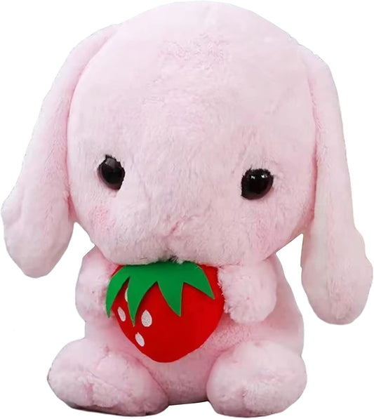 Sitting Lop Eared Rabbit Plush - Soft & Realistic Pink Bunny Toy