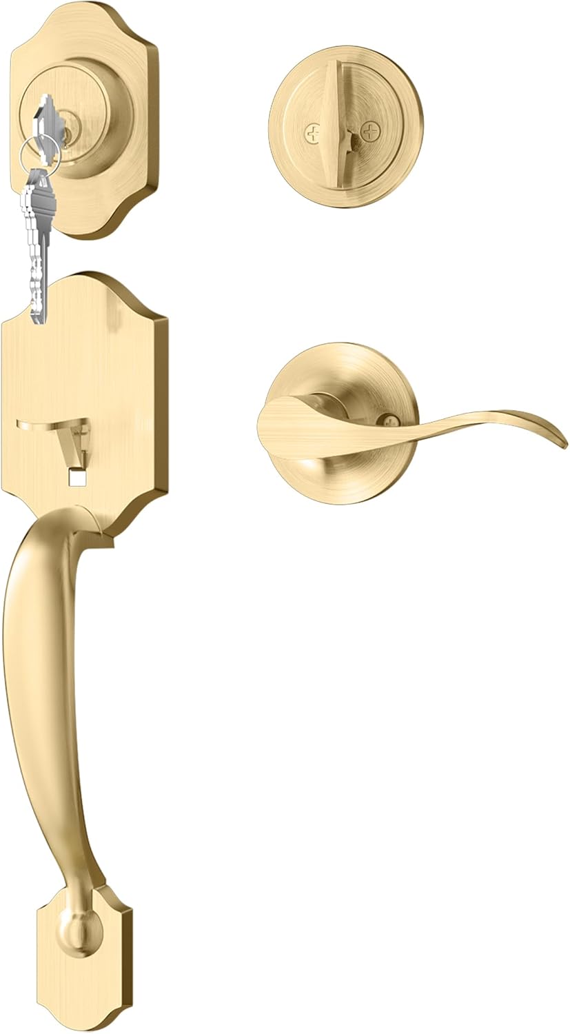 Goldenwarm Front Door Handle and Deadbolt Set for Modern Homes