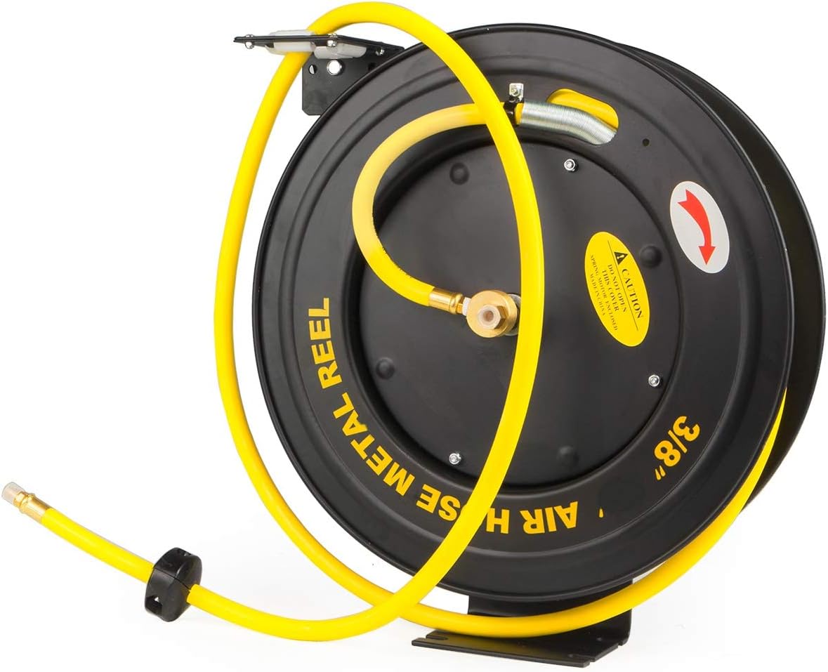 Stark USA 100ft Retractable Air Hose Reel - Heavy Duty Wall Mount