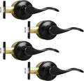 Probrico Wave Shape Passage Door Lever Black Keyless Handle Pack