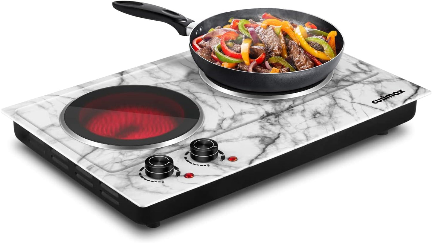 CUSIMAX Hot Plate - 1800W Double Burner for Quick Cooking